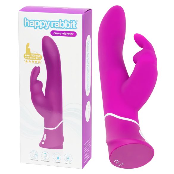 Happyrabbit Curve - vodotěsný vibrátor s klitorálním ramenem (fialový)