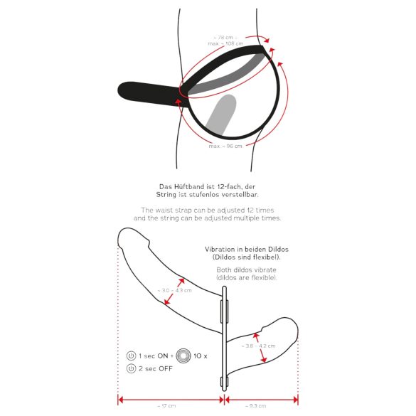 Double Thruster - připínací dvojitý vibrátor - černý