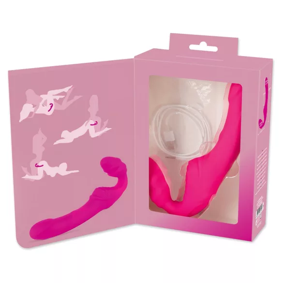 You2Toys - Double2Teaser - připínací vibrátor bez popruhů (růžový)