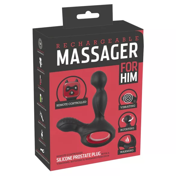 You2Toys - masážní vibrátor na prostatu s rotací a ohřevem - černý