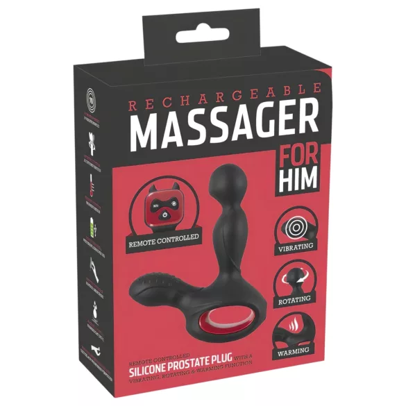 You2Toys - masážní vibrátor na prostatu s rotací a ohřevem - černý