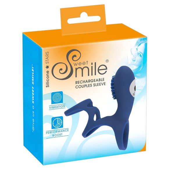SMILE Couple - akumulátorový, vibrační erekční kroužek (modrý)