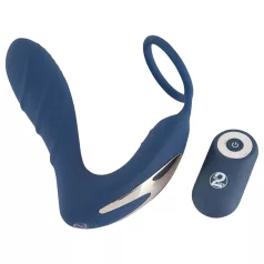   You2Toys - anální vibrátor s erekčním kroužkem na penis - modrý