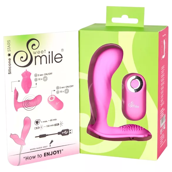 SMILE - vibrační tanga na G-bod - bezdrátový, dobíjecí vibrátor - růžová