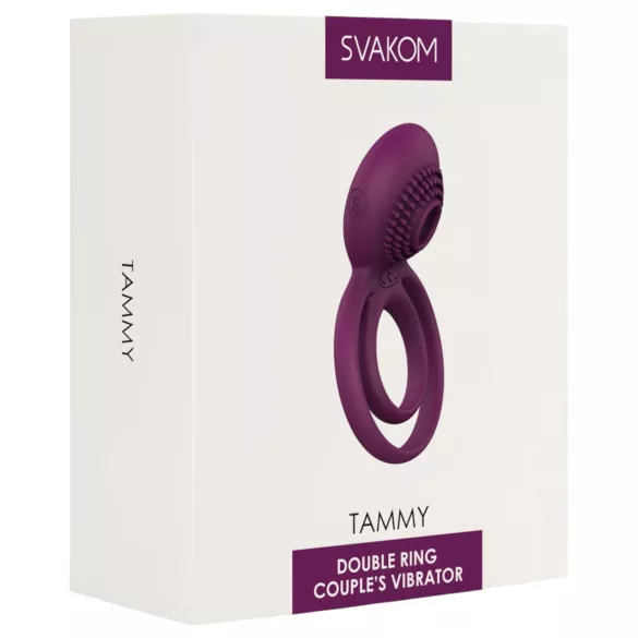 Svakom Tammy - vibrační erekční kroužek na penis a varlata - dobíjecí, fialový