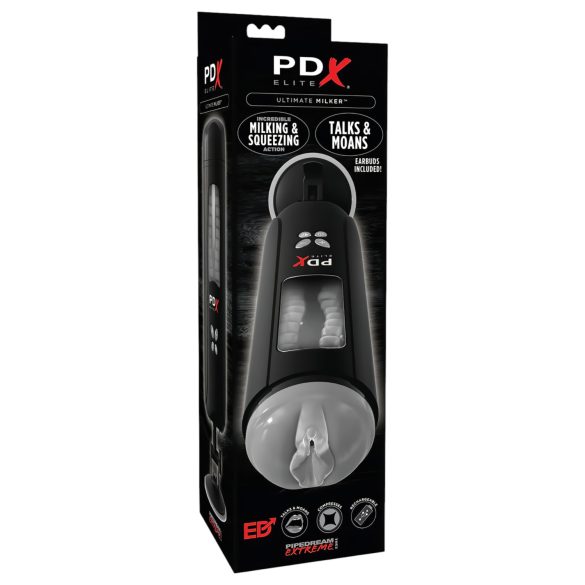 PDX Ultimate Milker - sací a vibrační masturbátor (černý)