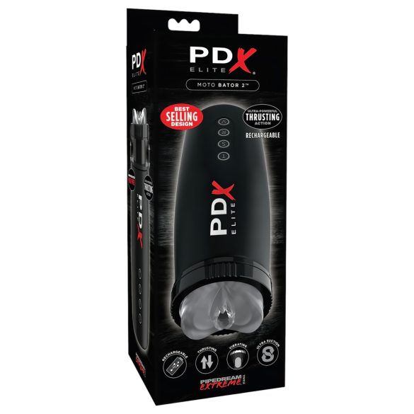 PDX Elite Moto Bator 2 - sání a pohybující se umělá vagína (černá)