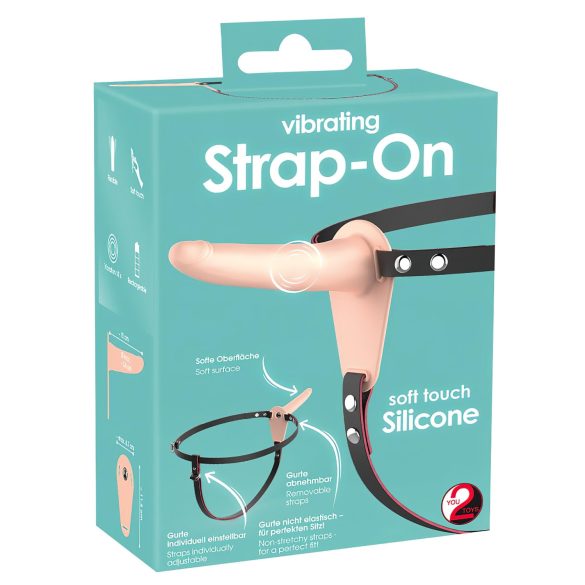 You2Toys - Strap-On - dobíjecí, připínací vibrátor (přírodní)