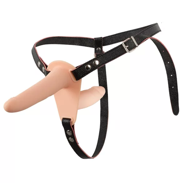 You2Toys - Strap-On - připínací dvojitý vibrátor (tělová barva)