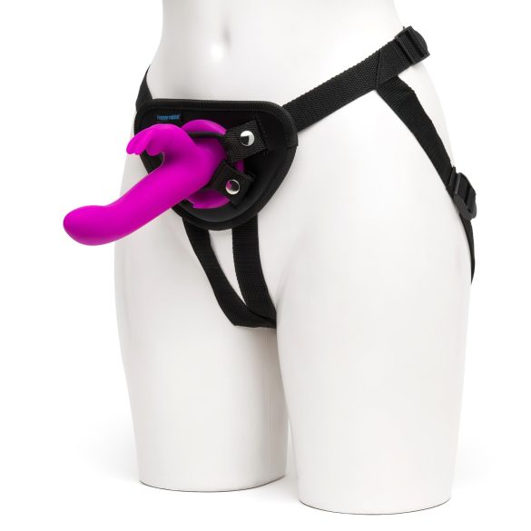 Happyrabbit - strap-on vibrátor s králíčkem - fialový