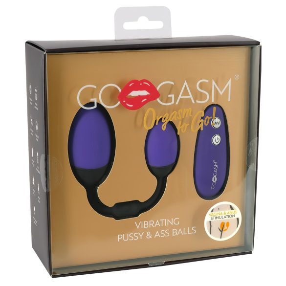 GoGasm Pussy & Ass - vibrační duo vajíčka (fialovo-černé)
