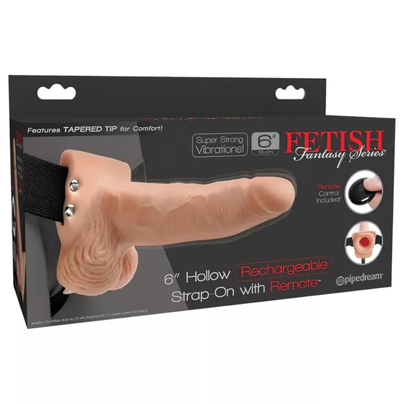 Pipedream - Fetish Strap-On 6 - připínací, dutý vibrátor (tělová barva)