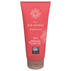   HOT - Shiatsu 2v1 s vůní jahod - masážní lubrikační gel - jahoda (200 ml)