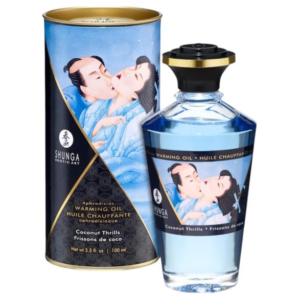 Shunga - hřejivý masážní olej - kokos (100 ml)