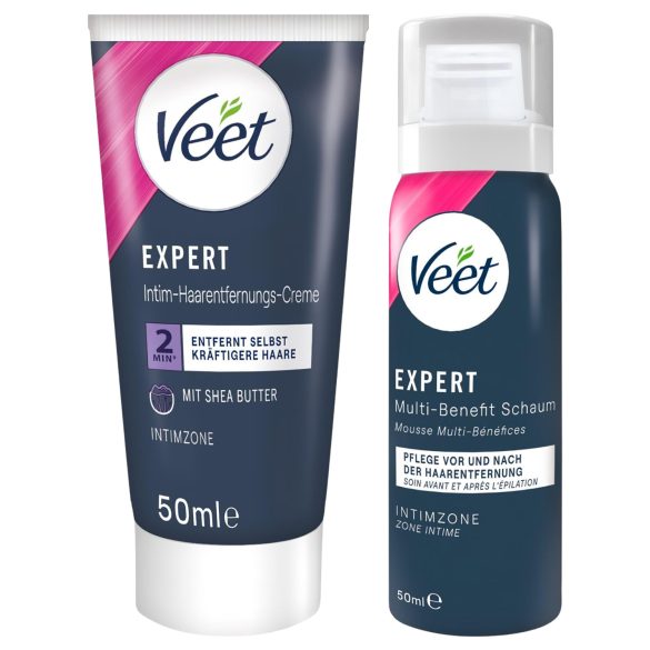 Veet - intimní depilační krém a hydratační pěna pro ženy (2×50 ml)