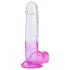 Sunfo - dildo s přísavkou a varlaty - 22 cm - průhledně fialový