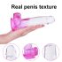 Sunfo - přísavkový dildo s varlaty - 22cm (průhledná-fialová)