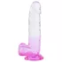 Sunfo - dildo s přísavkou a varlaty - 22 cm - průhledně fialový