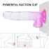 Sunfo - dildo s přísavkou a varlaty - 22 cm - průhledně fialový