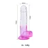Sunfo - dildo s přísavkou a varlaty - 22 cm - průhledně fialový