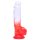 Sunfo - přísavkový dildo s varlaty - 21cm (průhledný-červený)