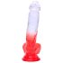 Sunfo - přísavkový dildo s varlaty - 21cm (průhledný-červený)