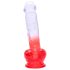 Sunfo - přísavkový dildo s varlaty - 21cm (průhledný-červený)