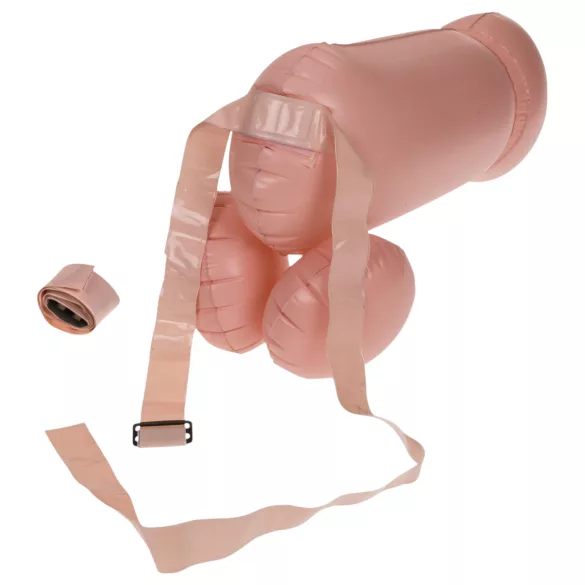 Cock Fighting - nafukovací připínací penis - realistický - tělová barva