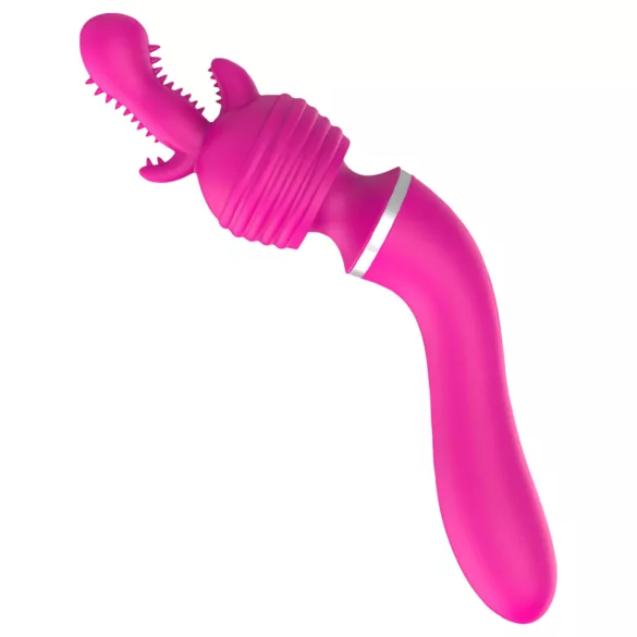 Lonely - vibrátor a masážní strojek 2v1 - 3 nástavce - růžový