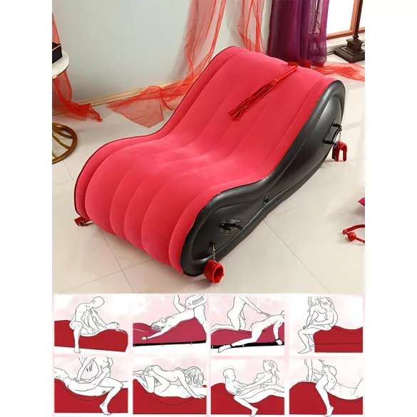 Magic Pillow - nafukovací BDSM polštářek - pouta - velký - červený