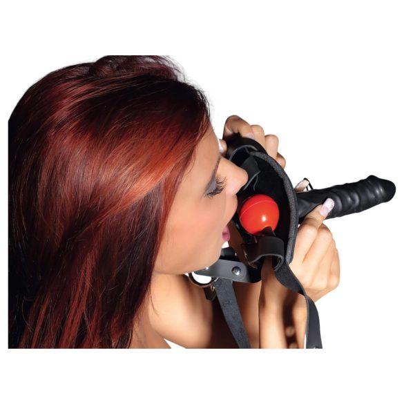 ZADO - kožená souprava s dildem (černá)