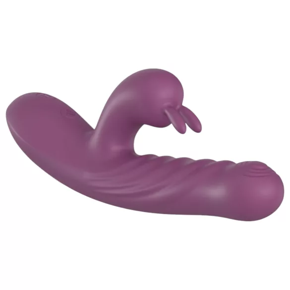 Funny Me Rabbit Bunny - akumulátorový, tlačný vibrátor s páčkou na klitoris (fialový)