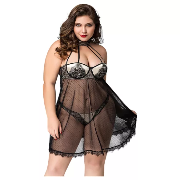 JSY 066 - černá babydoll souprava (XL-2XL)