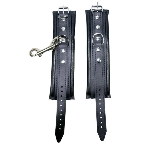 ZADO - kožená pouta na zápěstí s karabinou - černá