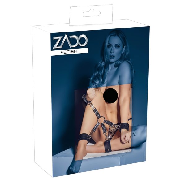 ZADO - Set pout a okovů s křížovým páskem (černá)