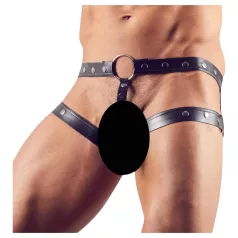 Svenjoyment - postroj s erekčním kroužkem - černý - M/L