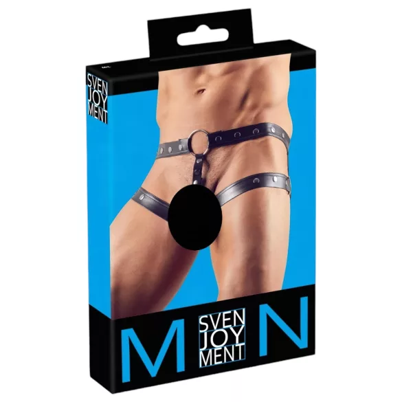 Svenjoyment - postroj s erekčním kroužkem - černý - M/L