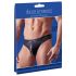Svenjoyment - lesklé pánské tanga se zipem a štrasovými kamínky (černé) - XL