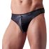 Svenjoyment - lesklé pánské tanga se zipem a štrasovými kamínky (černé) - XL
