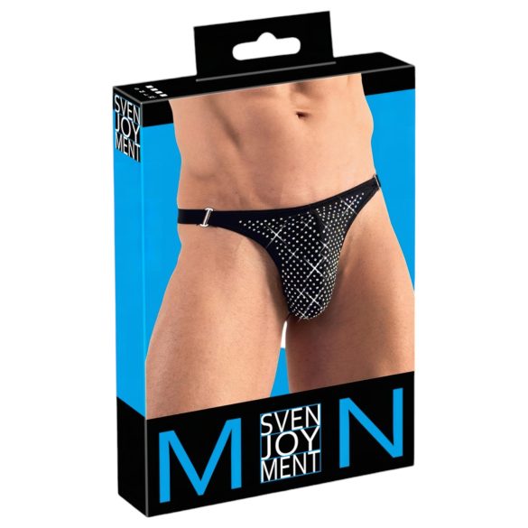 Svenjoyment - pánská tanga s ozdobnými kamínky (černá) - M