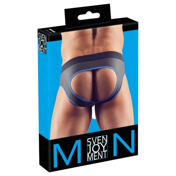 Svenjoyment - otevřené jock slipy - černá/modrá - XL