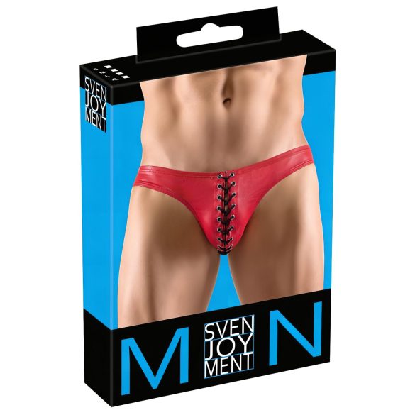 Svenjoyment - černé pánské spodní prádlo s červenou šněrováním - L