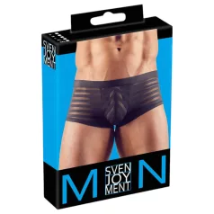 Průhledné pruhované boxerky (černé) - L