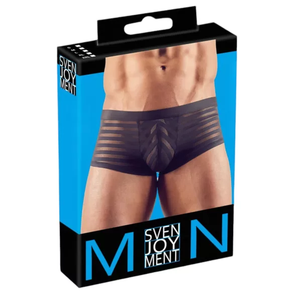 Průhledné pruhované boxerky (černé) - L