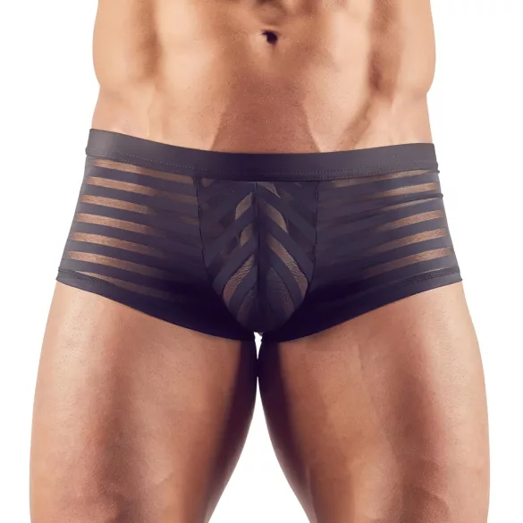Průhledné pruhované boxerky (černé) - L