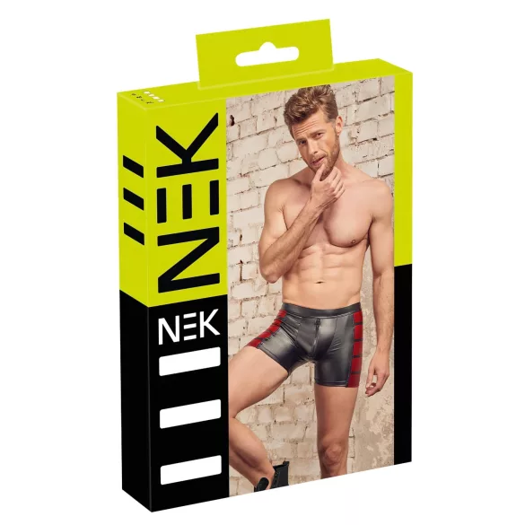 NEK - pánské boxery s červenými vsadkami na bocích a zipem - černé
