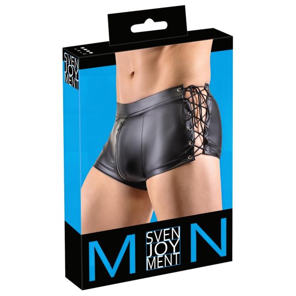 Svenjoyment - matné boxerky se šněrováním na boku (černé)