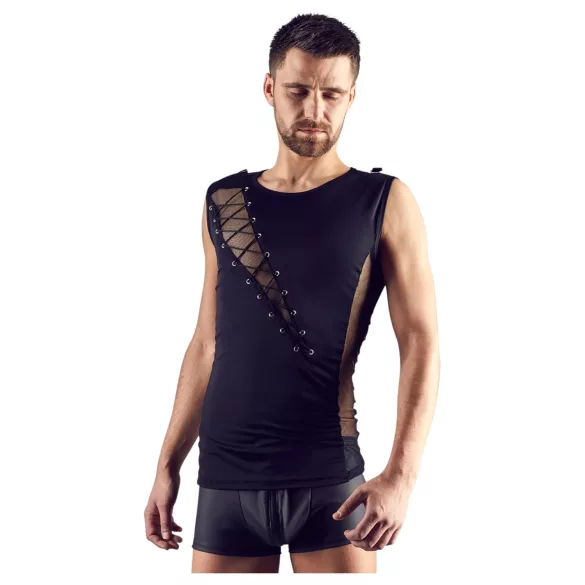 Svenjoyment - jednostranně šněrovací pánský top (černý) - XL