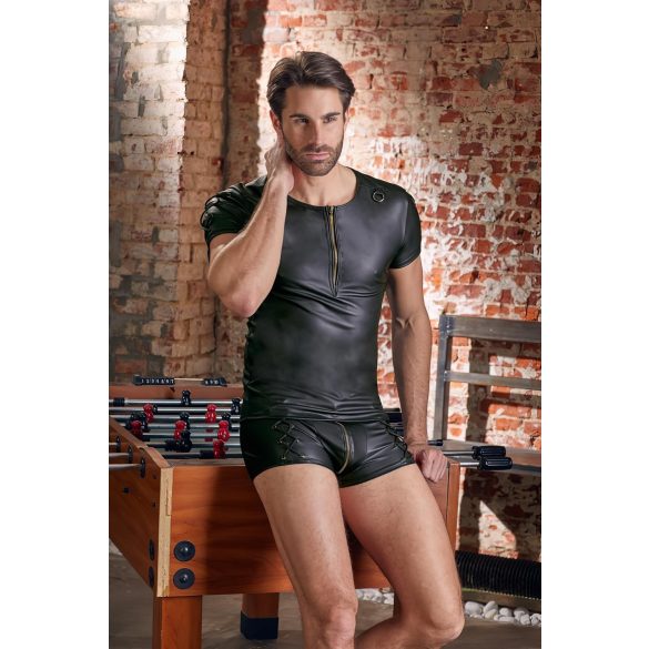 NEK - matný efekt, krátký rukáv, pánské triko (černé) - XL