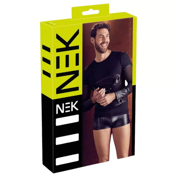 NEK - Dlouhý rukáv s křížovými páskami pro muže (černá) - XL